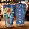 Camellia Persionalized 3D Flower Amazing Grace Stainless Steel Tumbler - Customized Double - Walled Insulation Travel Thermal Cup With Lid