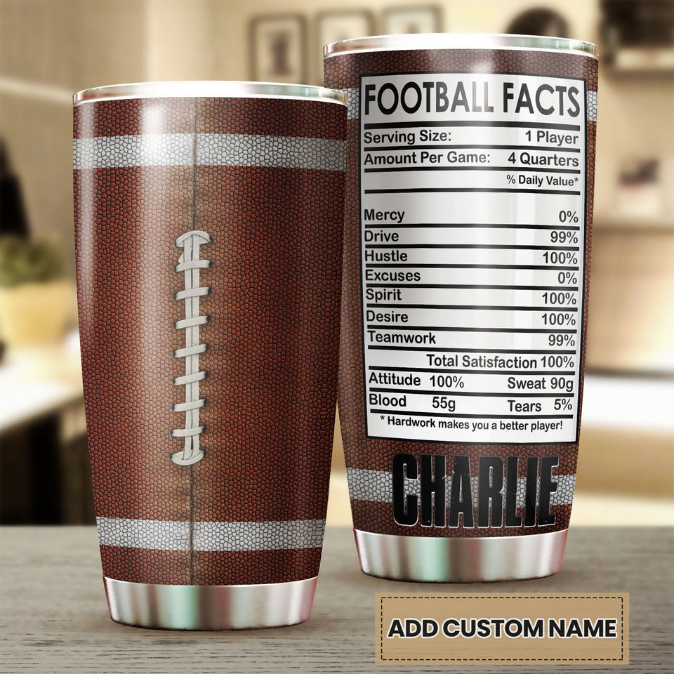 Camellia Personalized Football Facts  Stainless Steel Tumbler - Customized Double-Walled Insulation Travel Thermal Cup With Lid Gift For Footballer