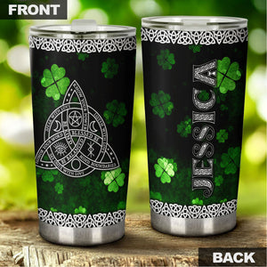 Camellia Personalized Celtic Knot Stainless Steel Tumbler - Customized Double-Walled Insulation Travel Thermal Cup With Lid