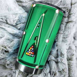 Camellia Personalized Pool Table Billiard Ball Set And Billiard Stick Stainless Steel Tumbler-Double-Walled Insulated Gift For Golf Player 02