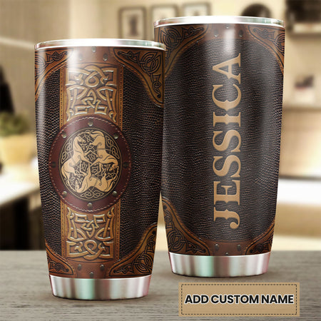 Camellia Personalized Celtic Horse Stainless Steel Tumbler - Customized Double-Walled Insulation Travel Thermal Cup With Lid