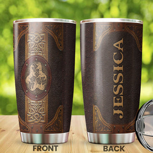 Camellia Personalized Celtic Horse Stainless Steel Tumbler - Customized Double-Walled Insulation Travel Thermal Cup With Lid