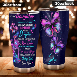 Camellia Personalized Butterfly Quotes From Mama To Daughter Stainless Steel Tumbler - Double-Walled Insulation Vacumm Flask - For Thanksgiving, Memorial Day, Daughter Gift