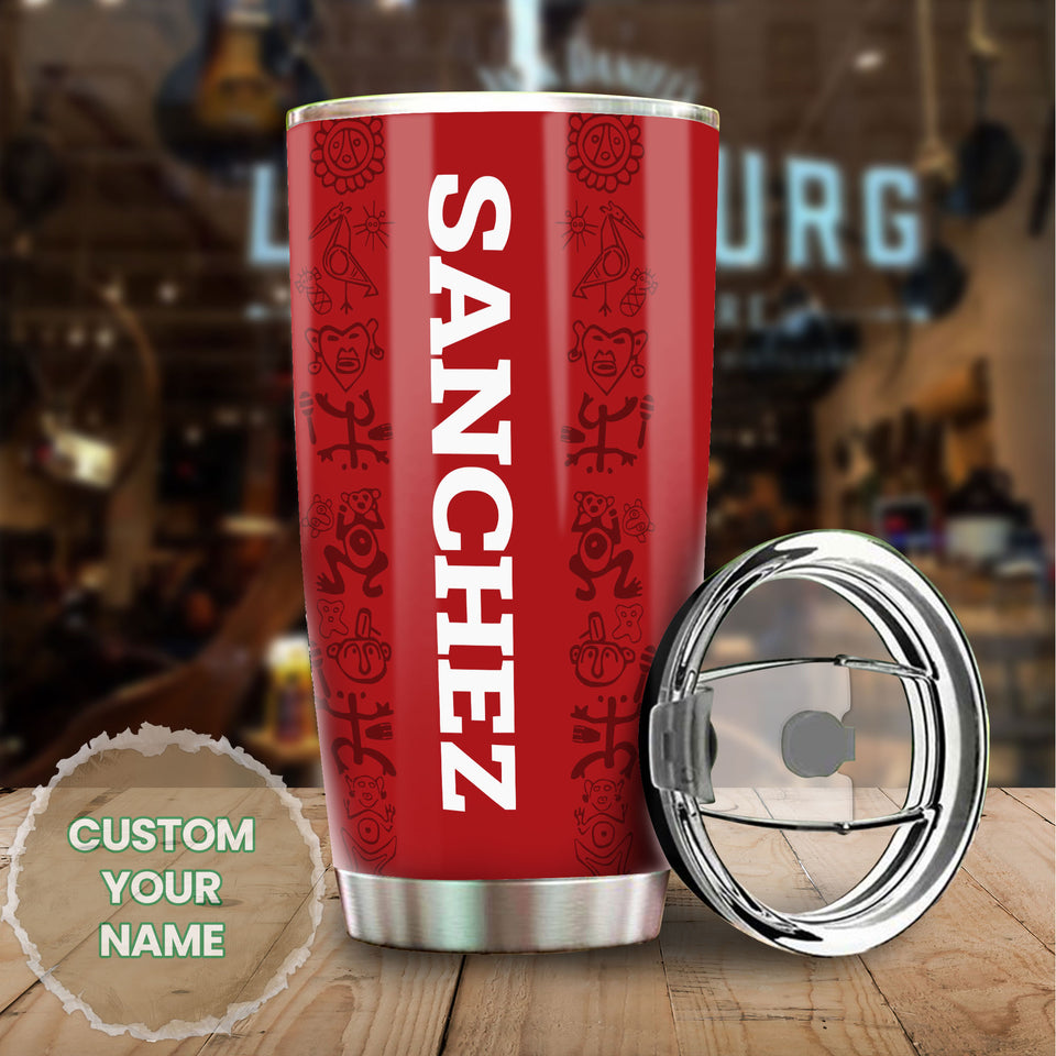 Camellia Persionalized 3D Baseball Puerto Rican Stainless Steel Tumbler - Customized Double - Walled Insulation Travel Thermal Cup With Lid Gift For Baseball Player