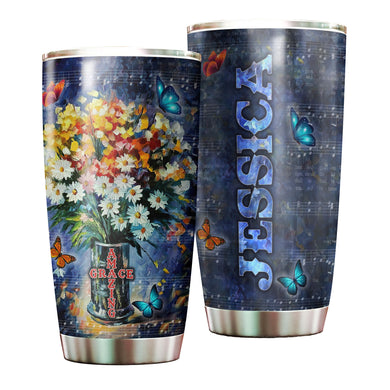 Camellia Persionalized 3D Flower Amazing Grace Stainless Steel Tumbler - Customized Double - Walled Insulation Travel Thermal Cup With Lid
