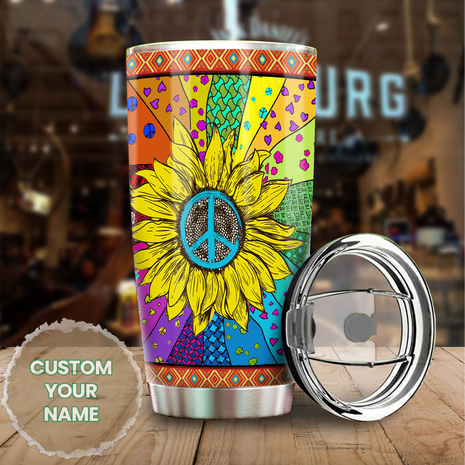 Camellia Personalized Hippie Chrysanthemum Stainless Steel Tumbler-Double-Walled Insulation Travel Cup With Lid