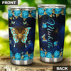 Camellia Personalized Blue Rose Butterfly Stainless Steel Tumbler - Double-Walled Insulation Vacumm Flask - Gift For Thanksgiving, Memorial Day, Rose Lovers