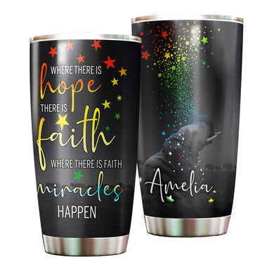 Camellia Personalized Where There Is Hope Faith Miracles Elephant Stainless Steel Tumbler-Sweat-Proof Travel Therma Cup With Lid