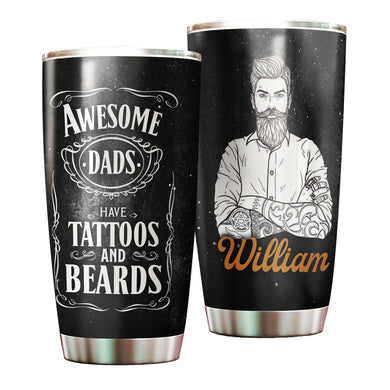 Camellia Personalized Awesome Dads Tattoo Stainless Steel Tumbler - Double-Walled Insulation Vacumm Flask - Gift For Tattoo Lovers, Tattoo Artists
