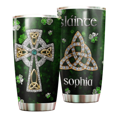 Camellia Persionalized Irish Jewelry Style Stainless Steel Tumbler - Customized Double - Walled Insulation Travel Thermal Cup With Lid