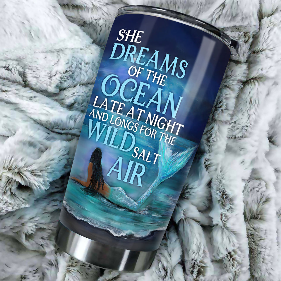 Camellia Personalized Mermaid She Dream Of The Ocean Stainless Steel Tumbler-Double-Walled Insulation Travel Cup With Lid 03