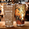 Camellia Personalized Horse Wife To Husband Stainless Steel Tumbler - Double-Walled Insulation Vacumm Flask - Gift For Horse Lovers, Cowgirls, Cowboys, Perfect Christmas, Thanksgiving Gift