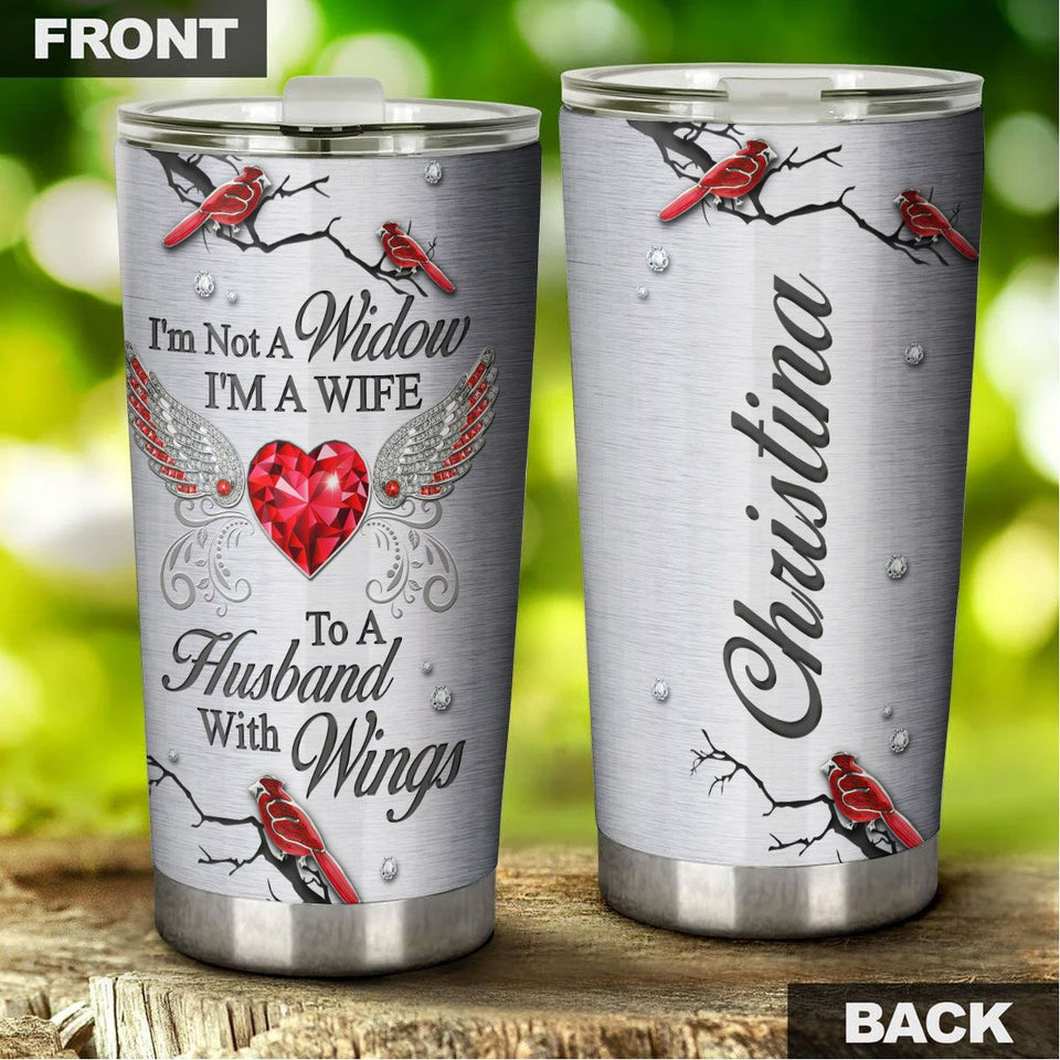 Camellia Personalized I'm Not A Window I'm A Wife Loving Quotes From Wife To Husband  Stainless Steel Tumbler-Double-Walled Insulation  Cup With Lid Gift For Couple