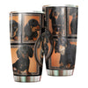 Camellia Personalized 3D Black Dachshund Stainless Steel Tumbler - Customized Double-Walled Insulation Travel Thermal Cup With Lid Gift For Dog Lover