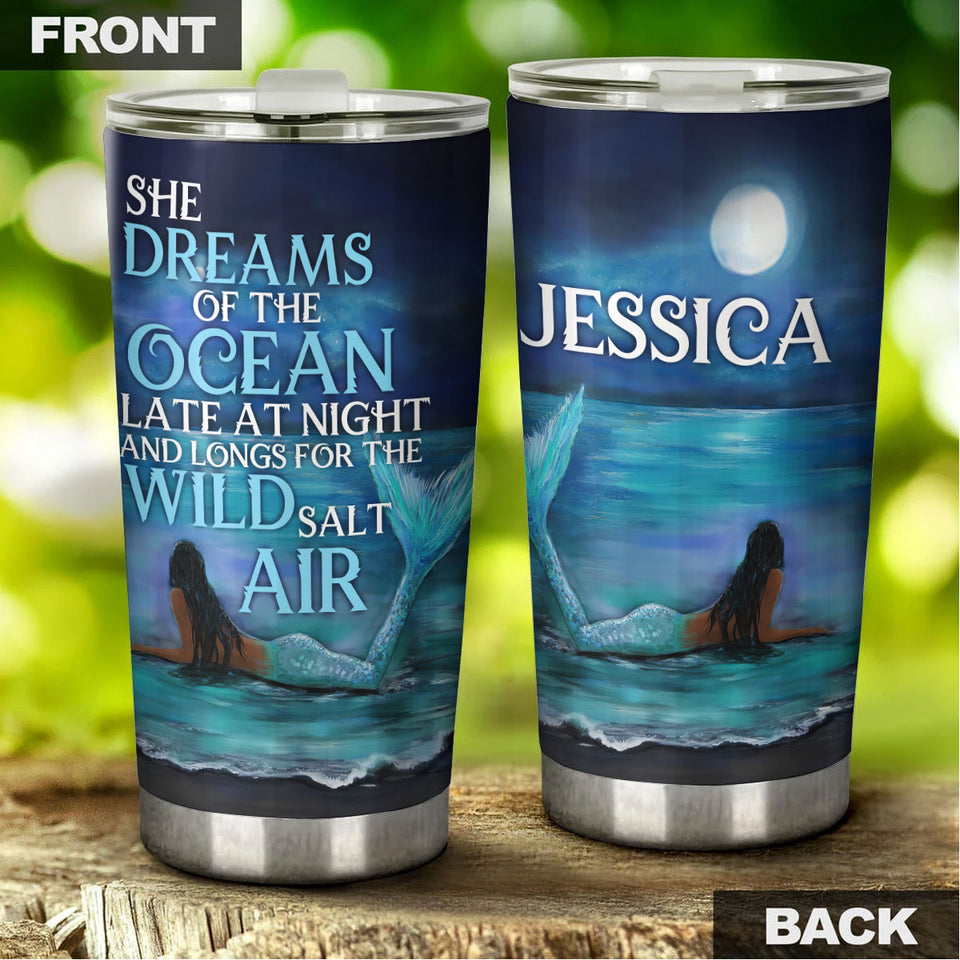 Camellia Personalized Mermaid She Dream Of The Ocean Stainless Steel Tumbler-Double-Walled Insulation Travel Cup With Lid 03