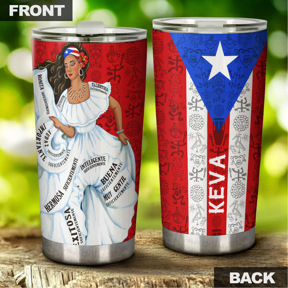 Camellia Persionalized Rico Girl Stainless Steel Tumbler - Customized Double - Walled Insulation Travel Thermal Cup With Lid