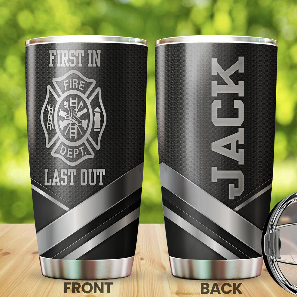 Camellia Personalized Firefighter First In Last Out Stainless Steel Tumbler-Double-Walled Insulation Gift For Firefighter Fireman 03