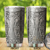 Camellia Personalized Elephant Pattern Silver Style Stainless Steel Tumbler-Sweat-Proof Travel Tharma Cup With Lid