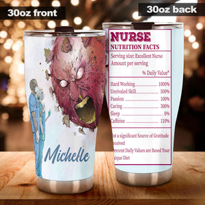 Camellia Personalized Nurse Nutrition Stainless Steel Tumbler - Double-Walled Insulation Vacumm Flask - Gift For Nurse, Christmas Gift, International Nurses Day