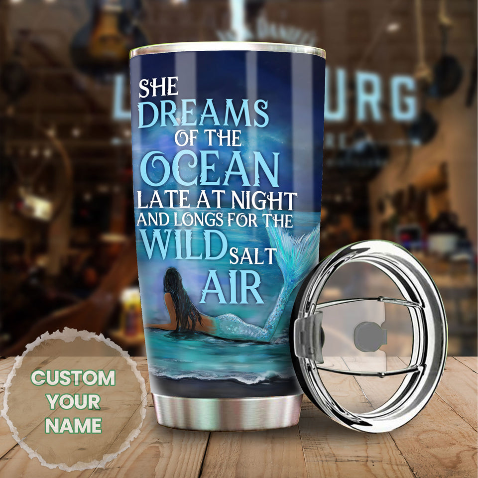 Camellia Personalized Mermaid She Dream Of The Ocean Stainless Steel Tumbler-Double-Walled Insulation Travel Cup With Lid 03