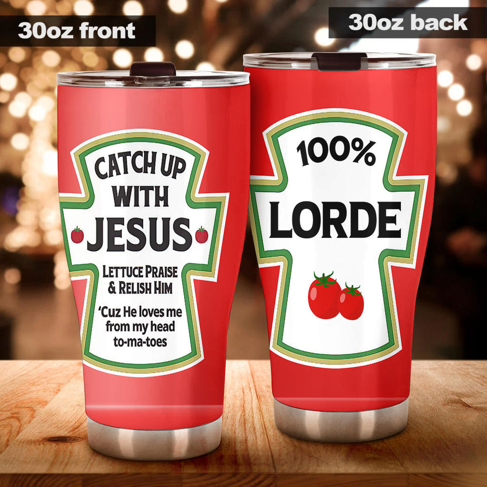 Camellia Personalized Catch Up with Jesus Stainless Steel Tumbler-Double-Walled Insulation Travel Cup With Lid