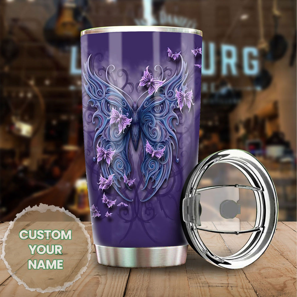 Camellia Personalized Butterfly Mask Art Stainless Steel Tumbler - Double-Walled Insulation Vacumm Flask - For Thanksgiving, Memorial Day, Christians, Christmas Gift
