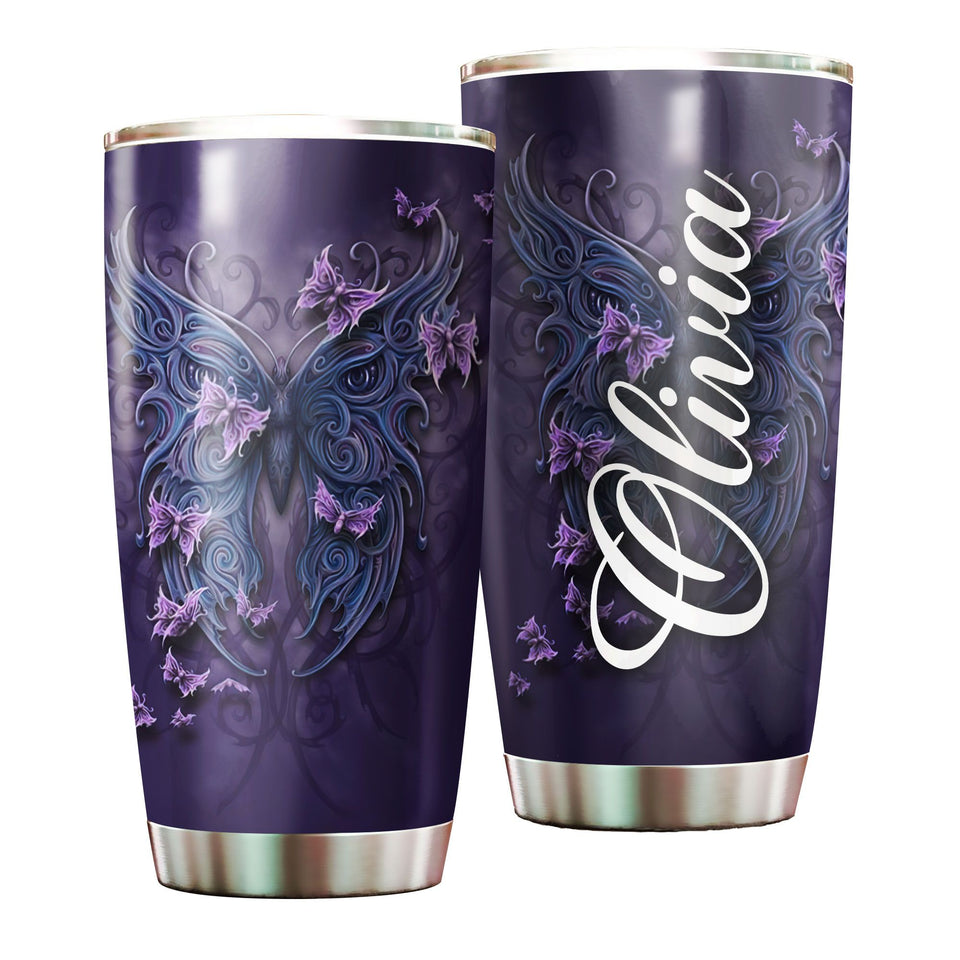 Camellia Personalized Butterfly Mask Art Stainless Steel Tumbler - Double-Walled Insulation Vacumm Flask - For Thanksgiving, Memorial Day, Christians, Christmas Gift