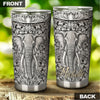 Camellia Personalized Elephant Pattern Silver Style Stainless Steel Tumbler-Sweat-Proof Travel Tharma Cup With Lid