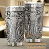 Camellia Personalized Elephant Pattern Silver Style Stainless Steel Tumbler-Sweat-Proof Travel Tharma Cup With Lid