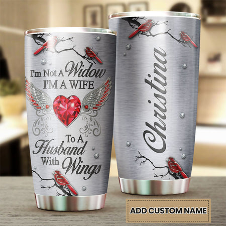 Camellia Personalized I'm Not A Window I'm A Wife Loving Quotes From Wife To Husband  Stainless Steel Tumbler-Double-Walled Insulation  Cup With Lid Gift For Couple
