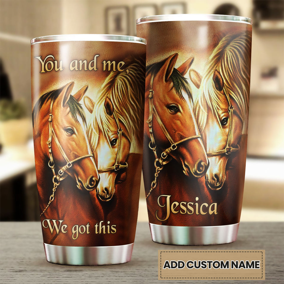 Camellia Personalized Horse Couple We Got This Stainless Steel Tumbler - Double-Walled Insulation Vacumm Flask - Gift For Horse Lovers, Cowgirls, Cowboys, Perfect Christmas, Thanksgiving Gift