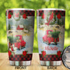 Camellia Personalized Vintage Christmas Truck Stainless Steel Tumbler - Customized Double-Walled Insulation Travel Thermal Cup With Lid