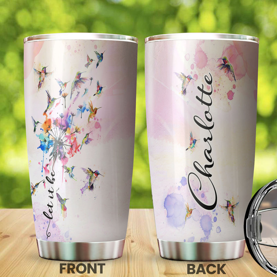 Camellia Persionalized Watercolor Hummingbird Stainless Steel Tumbler - Customized Double - Walled Insulation Thermal Cup With Lid