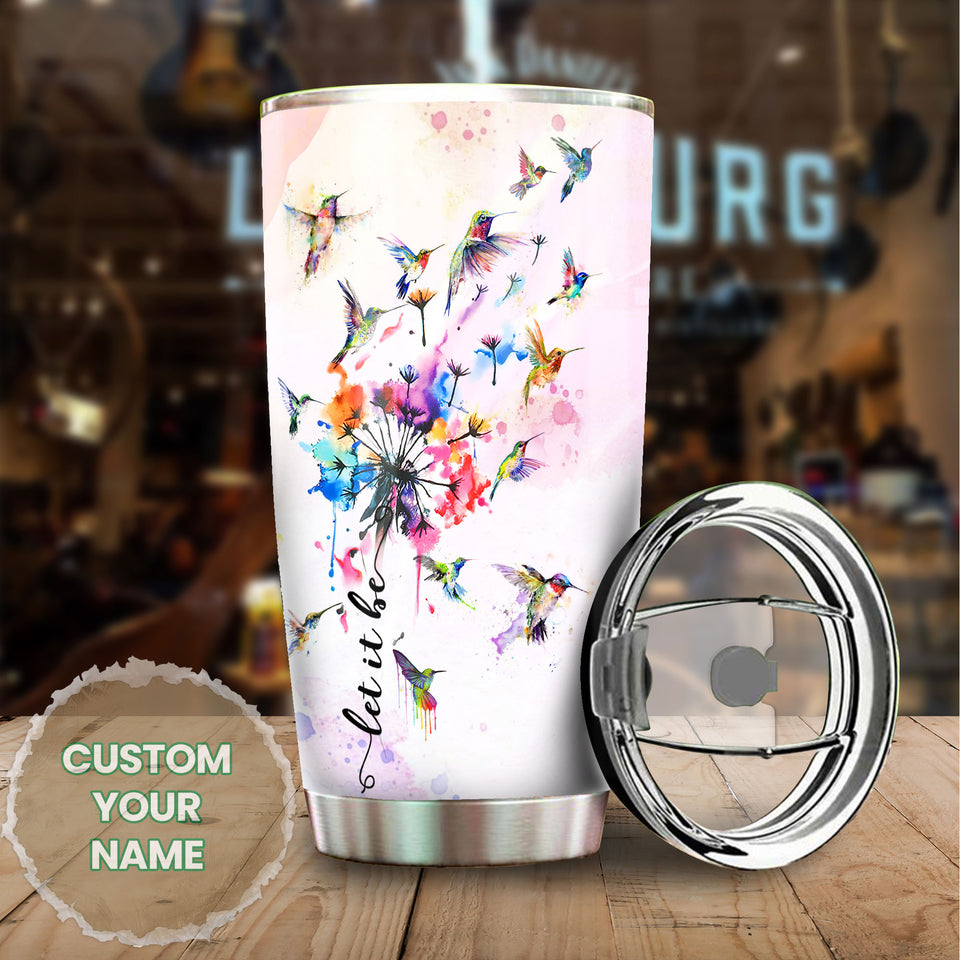 Camellia Persionalized Watercolor Hummingbird Stainless Steel Tumbler - Customized Double - Walled Insulation Thermal Cup With Lid