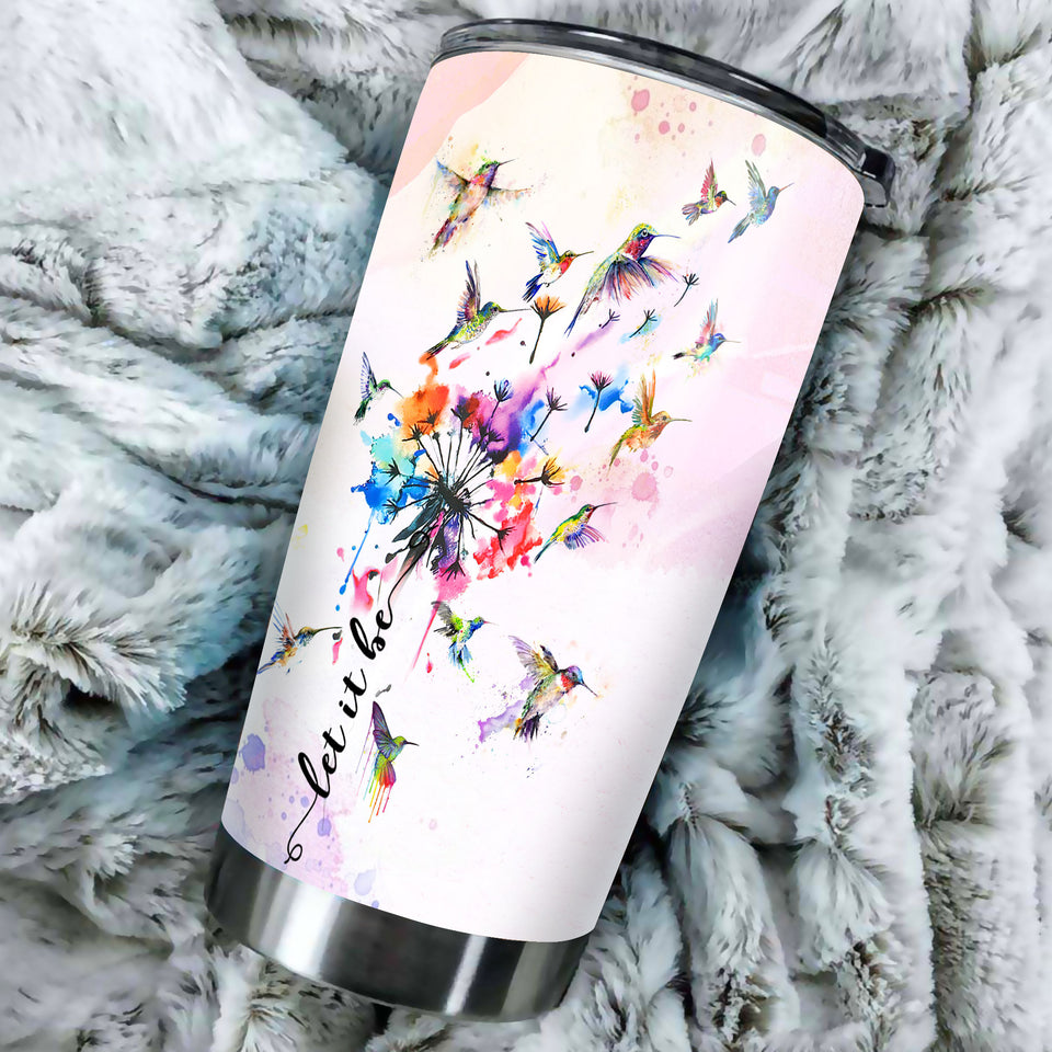Camellia Persionalized Watercolor Hummingbird Stainless Steel Tumbler - Customized Double - Walled Insulation Thermal Cup With Lid