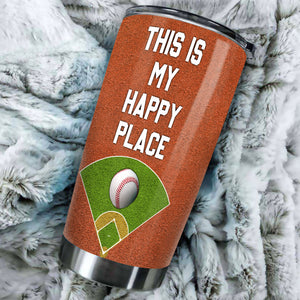 Camellia Persionalized Golf Happy Place Stainless Steel Tumbler - Customized Double - Walled Insulation Thermal Cup With Lid Gift For Golf Lover
