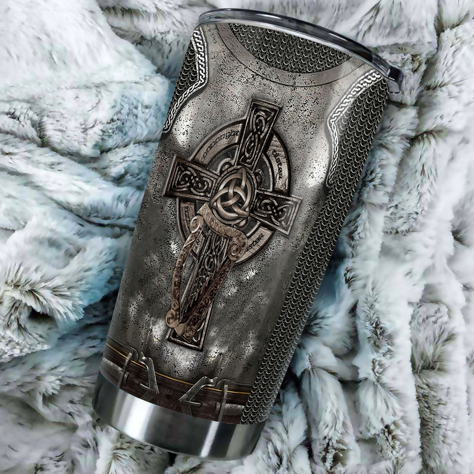 Camellia Persionalized Irish Armor Stainless Steel Tumbler - Customized Double - Walled Insulation Travel Thermal Cup With Lid