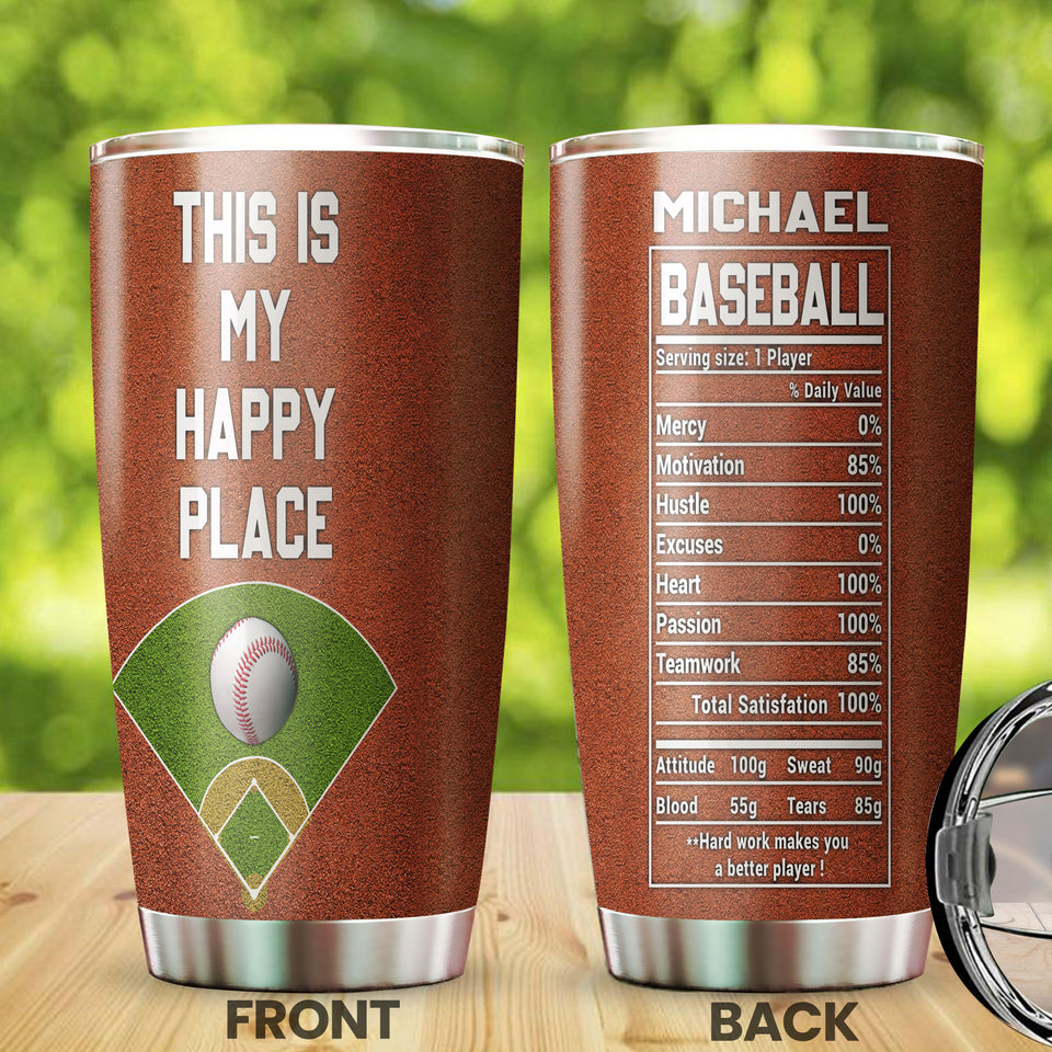 Camellia Persionalized Golf Happy Place Stainless Steel Tumbler - Customized Double - Walled Insulation Thermal Cup With Lid Gift For Golf Lover