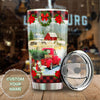 Camellia Personalized Vintage Christmas Truck Stainless Steel Tumbler - Customized Double-Walled Insulation Travel Thermal Cup With Lid