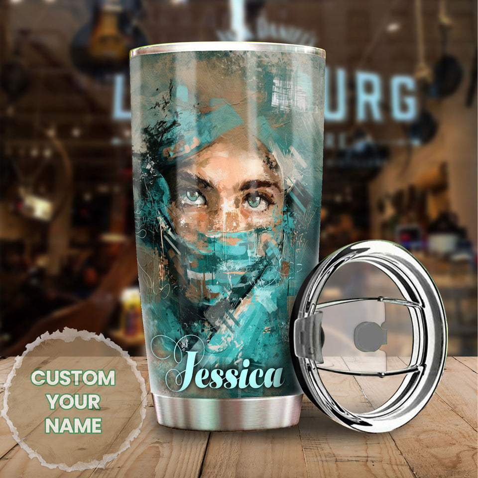 Camellia Personalized Nurse Storm Stainless Steel Tumbler - Double-Walled Insulation Vacumm Flask - Gift For Nurse, Christmas Gift, International Nurses Day
