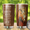 Camellia Personalized Horse Wife To Husband Stainless Steel Tumbler - Double-Walled Insulation Vacumm Flask - Gift For Horse Lovers, Cowgirls, Cowboys, Perfect Christmas, Thanksgiving Gift