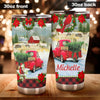 Camellia Personalized Vintage Christmas Truck Stainless Steel Tumbler - Customized Double-Walled Insulation Travel Thermal Cup With Lid