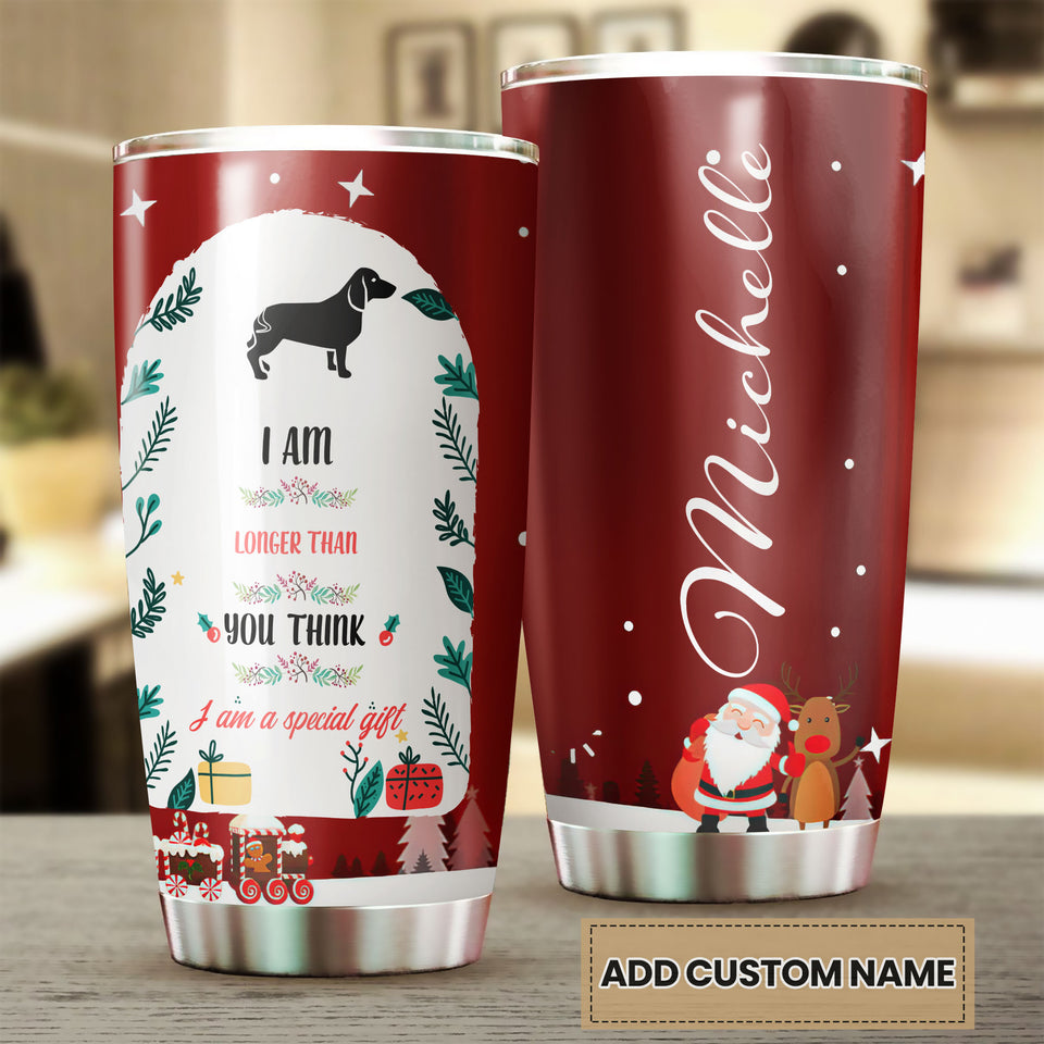 Camellia Personalized Dachshund I Am Longer Than You Think Am A Special Gift Stainless Steel Tumbler - Customized Double-Walled Insulation Travel Thermal Cup With Lid Gift For Dog Lover