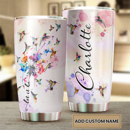 Camellia Persionalized Watercolor Hummingbird Stainless Steel Tumbler - Customized Double - Walled Insulation Thermal Cup With Lid