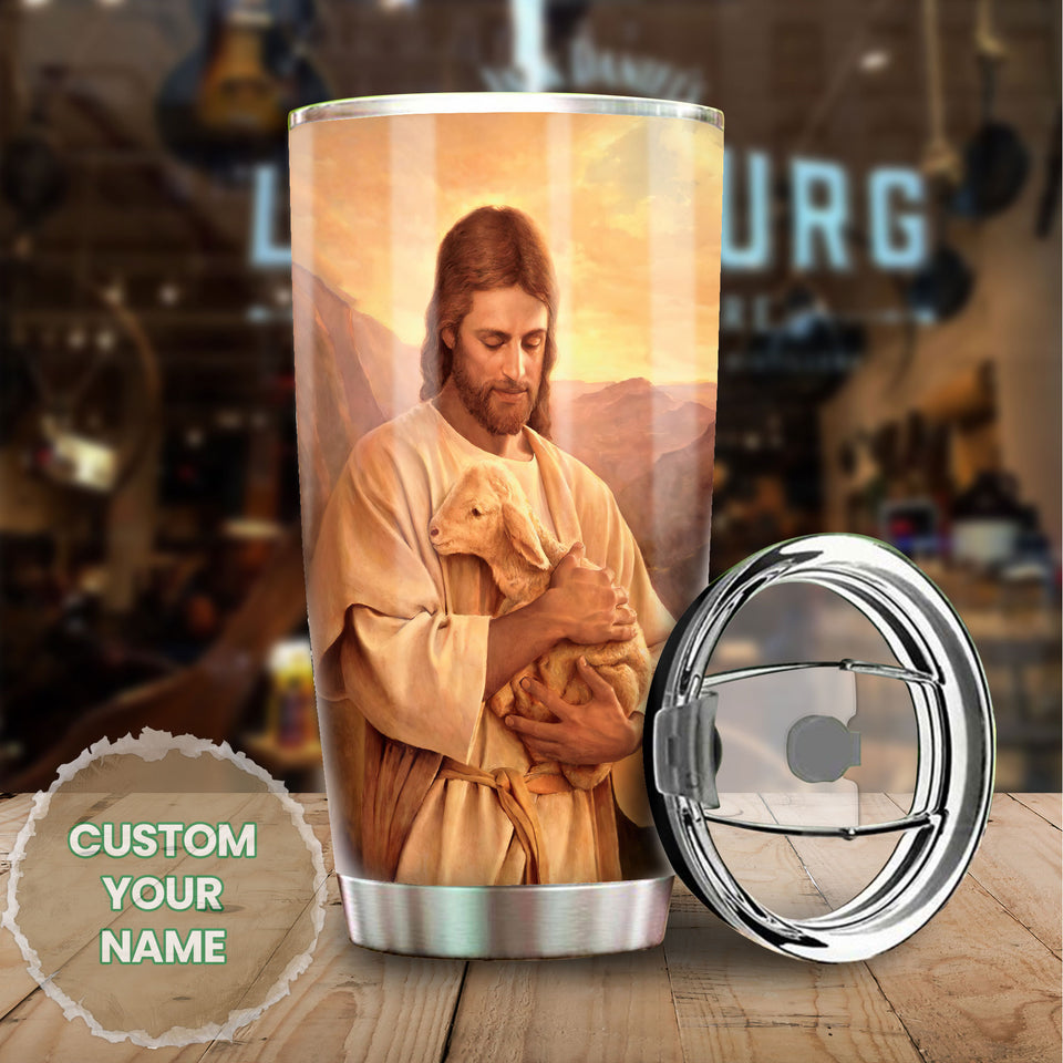 Camellia Personalized Faith Jesus Hug Lamp Stainless Steel Tumbler-Thermal Flask Travel Therma Cup With Lid