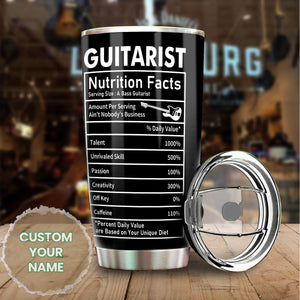 Camellia Personalized Bass Guitar Facts Stainless Steel Tumbler - Double-Walled Insulation Vacumm Flask - Gift For Guitar Players, Guitar Lovers, Music Fans