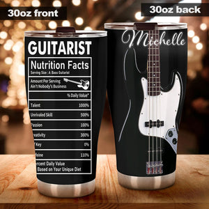 Camellia Personalized Bass Guitar Facts Stainless Steel Tumbler - Double-Walled Insulation Vacumm Flask - Gift For Guitar Players, Guitar Lovers, Music Fans