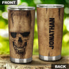 Camellia Personalized Bone Texture Skull Stainless Steel Tumbler - Double-Walled Insulation Vacumm Flask - Gift For Halloween, Skull Fans