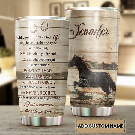 Camellia Personalized Horse Life Stainless Steel Tumbler - Double-Walled Insulation Vacumm Flask - Gift For Horse Lovers, Cowgirls, Cowboys, Perfect Christmas, Thanksgiving Gift