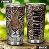 Camellia Personalized Leopard Fur Leather Style Stainless Steel Tumbler-Double-Walled Insulation Travel Cup With Lid